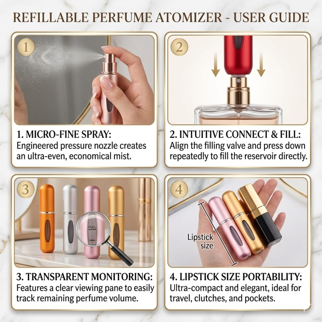 Portable Mini Perfume Atomizer Set (Pack of 4) - Image 4