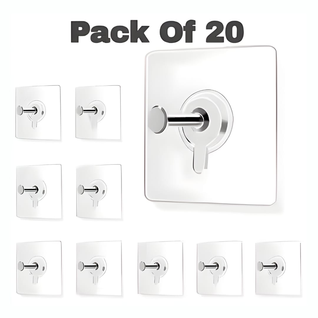 Heavy Duty Transparent Self Adhesive Screw Hooks for Nail Free Poster Hanging (Pack of 20) - Image 2
